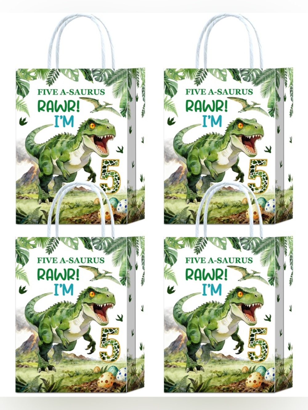 NWT 16 Pack Dinosaur 5th Birthday Favor Bags Five-A-Saurus